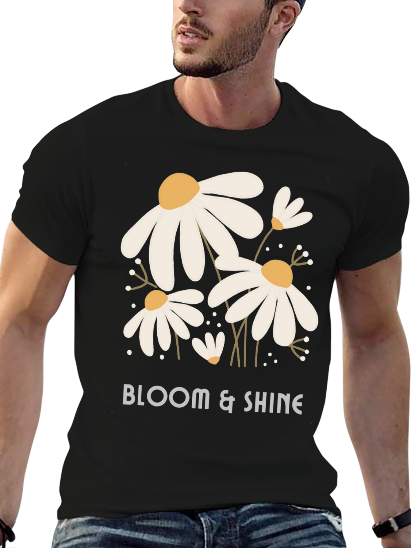 Bloom & Shine Graphic Tee - Black Cotton Shirt