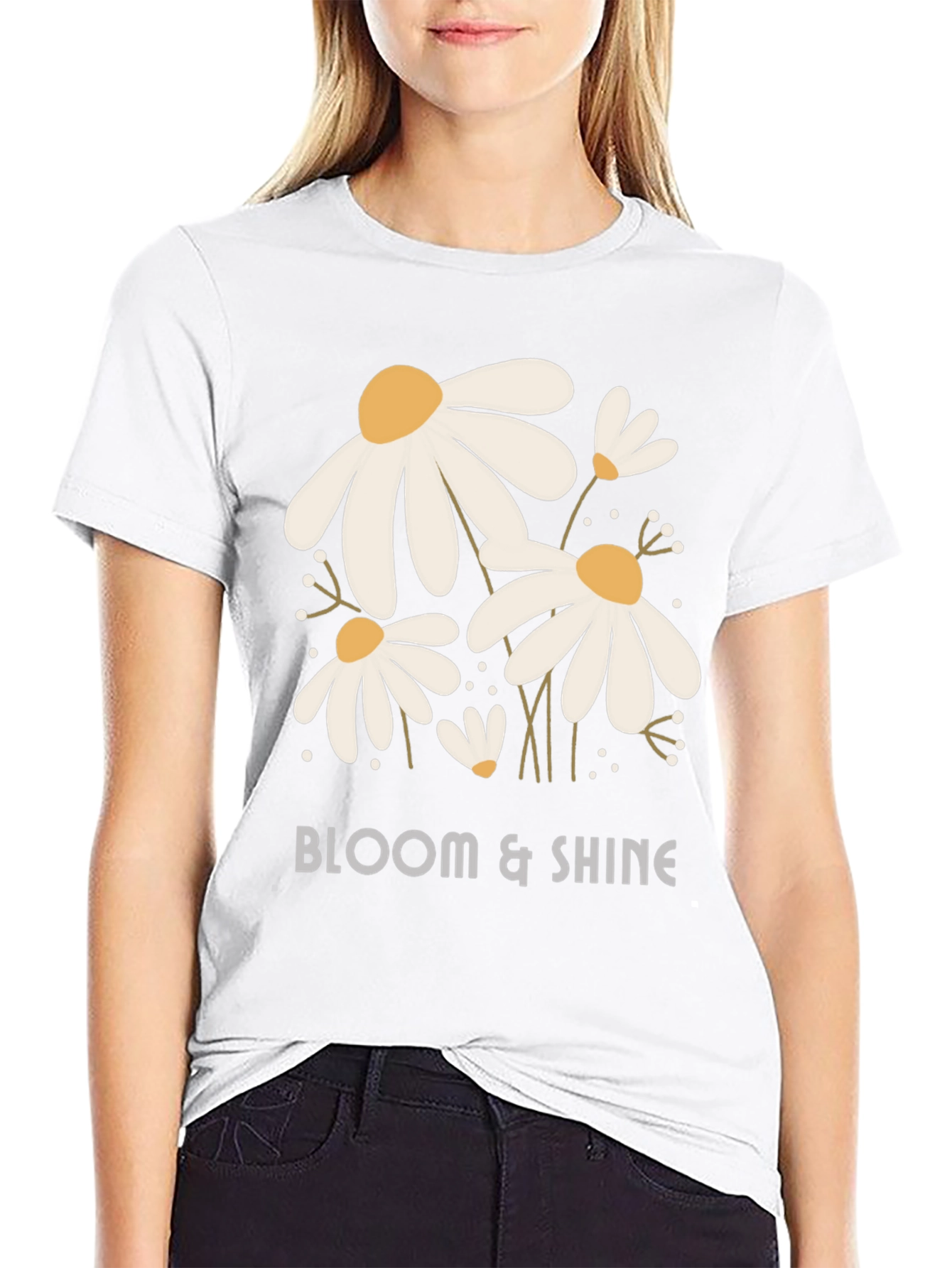 Bloom & Shine Graphic Tee - Black Cotton Shirt