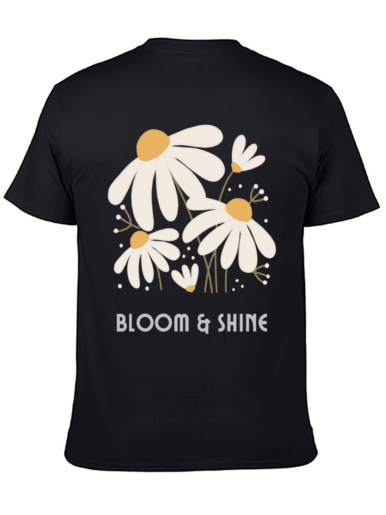 Bloom & Shine Graphic Tee - Black Cotton Shirt