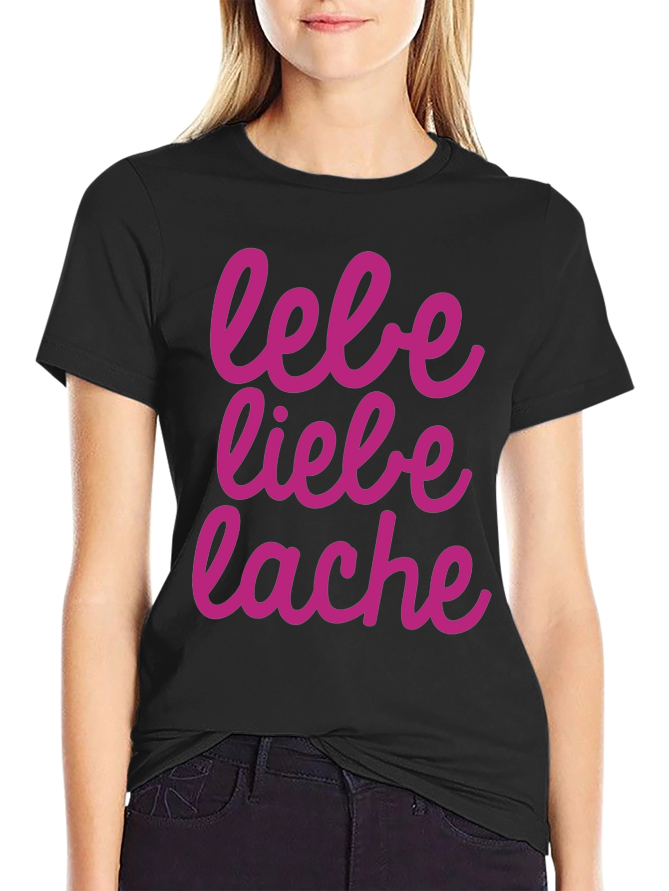 Lebe Liebe Lache Graphic Tee - Black