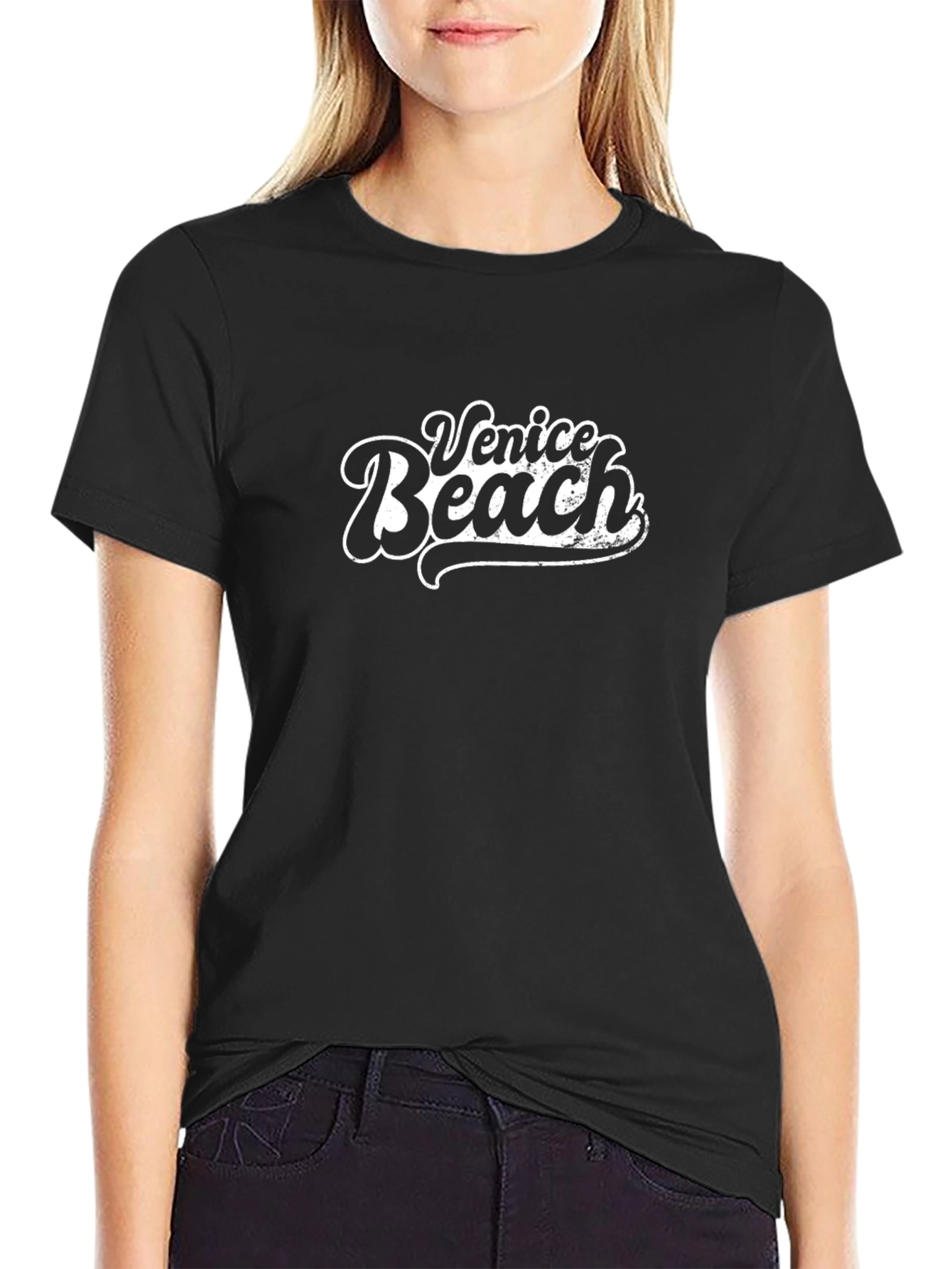 Venice Beach Retro Graphic Tee - Black