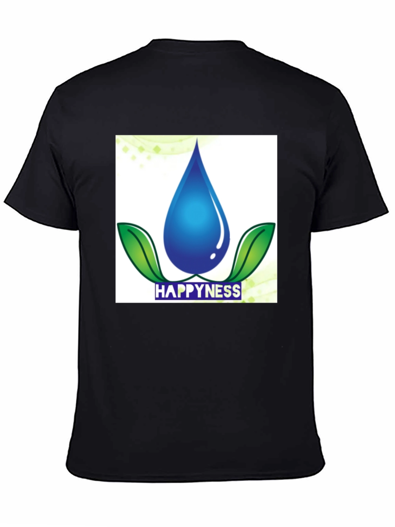 Happiness Water Drop Graphic Tee - Black Cotton Blend