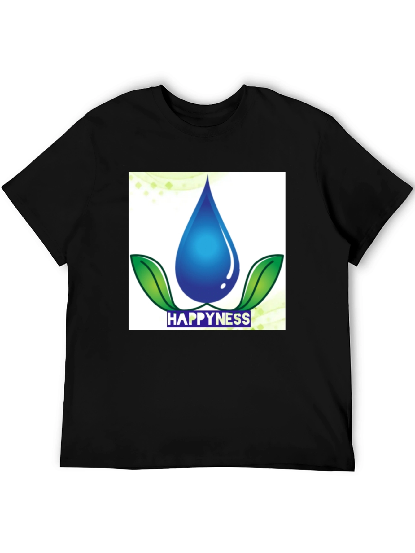 Happiness Water Drop Graphic Tee - Black Cotton Blend
