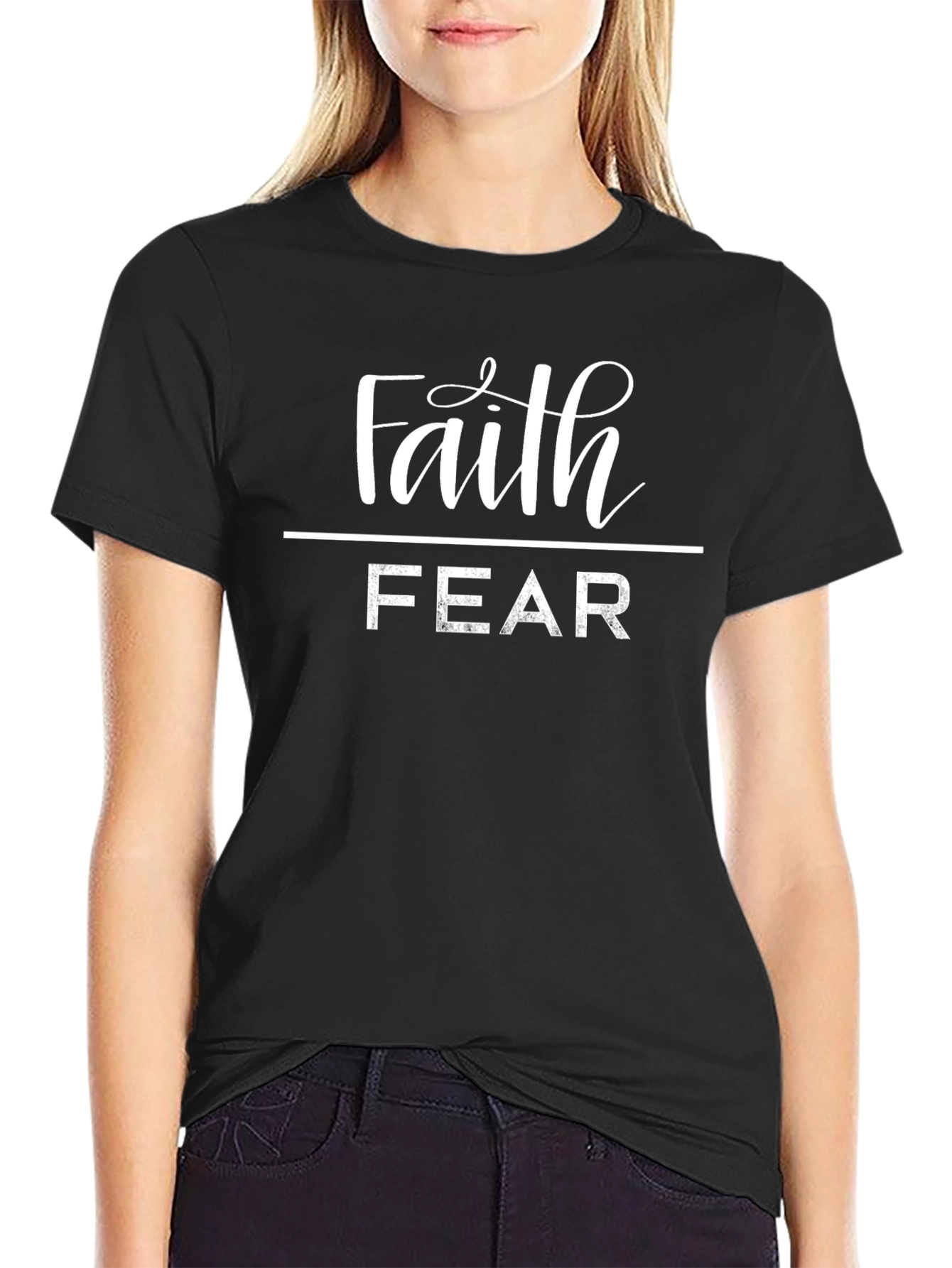 Faith Over Fear Graphic T-Shirt - Black