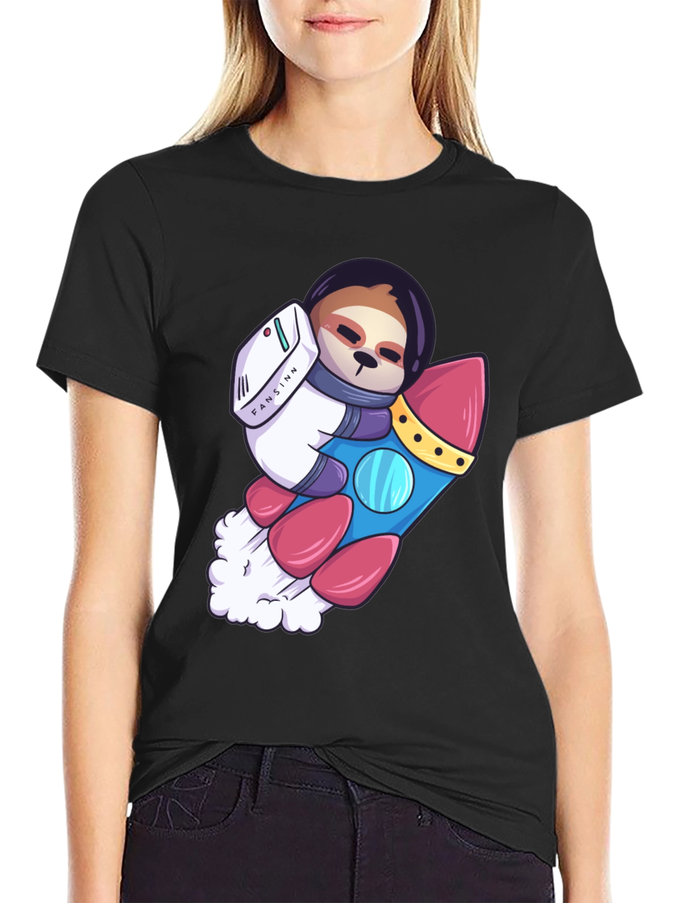 Sloth Astronaut Graphic Tee - Black
