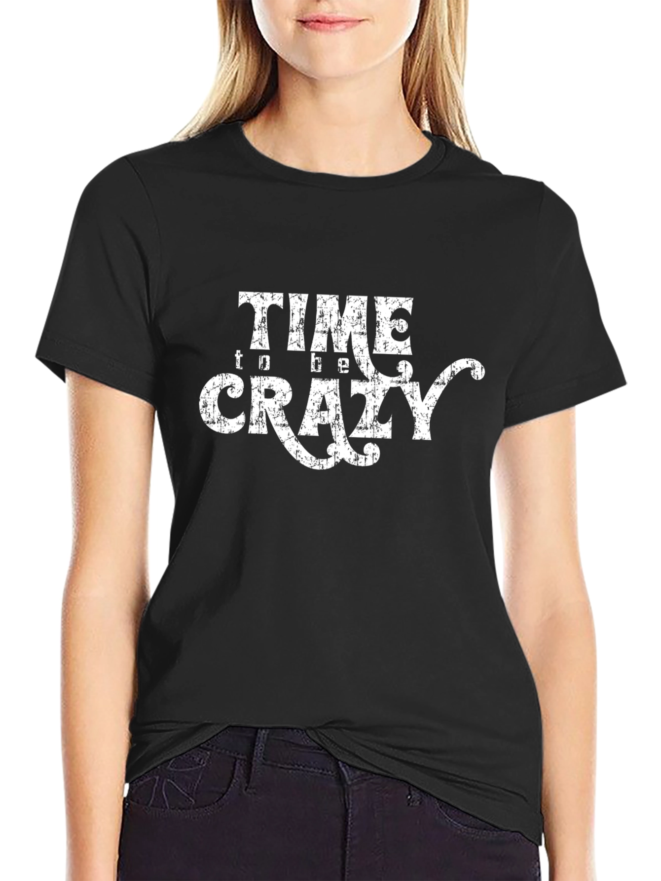 Time to Be Crazy Black Graphic Tee
