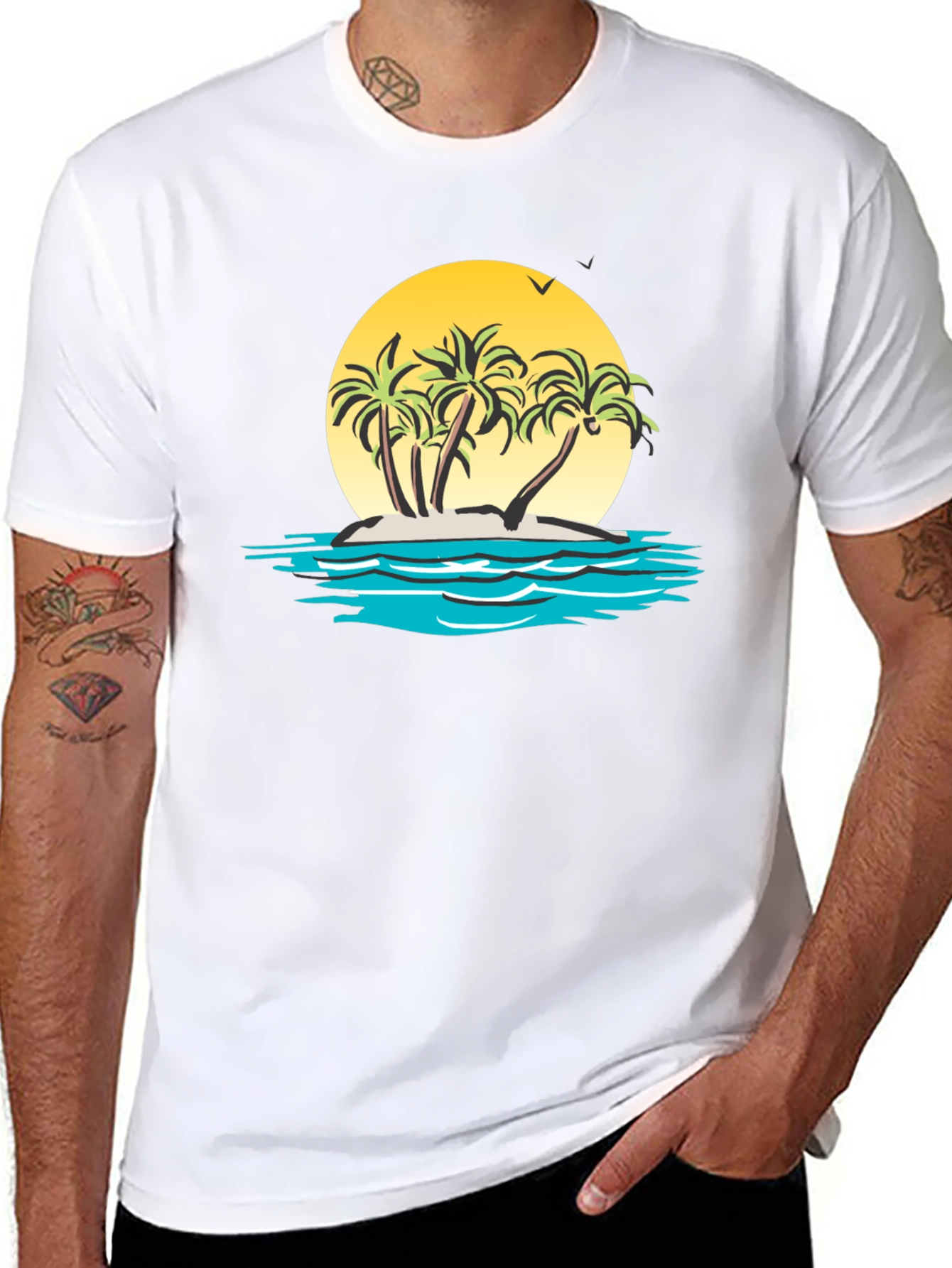 Island Paradise T-Shirt - Black Graphic Tee