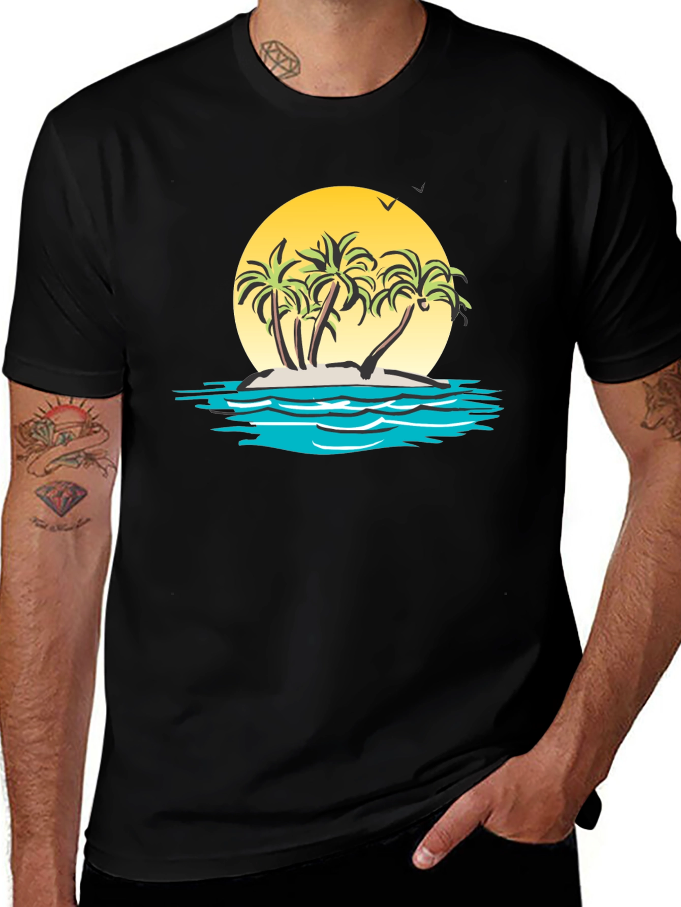 Island Paradise T-Shirt - Black Graphic Tee