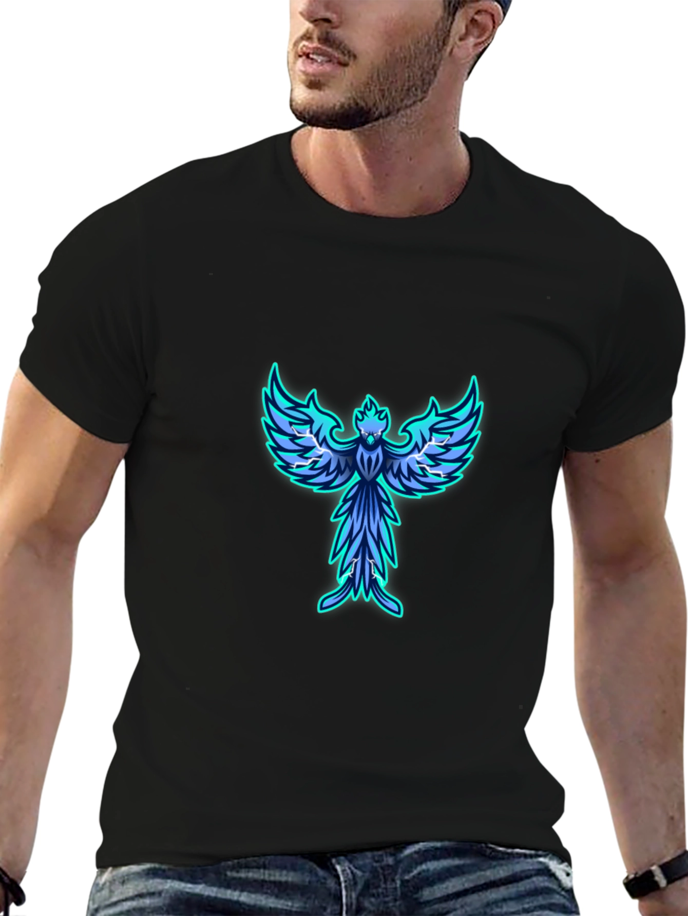 Phoenix Graphic Print Black T-Shirt