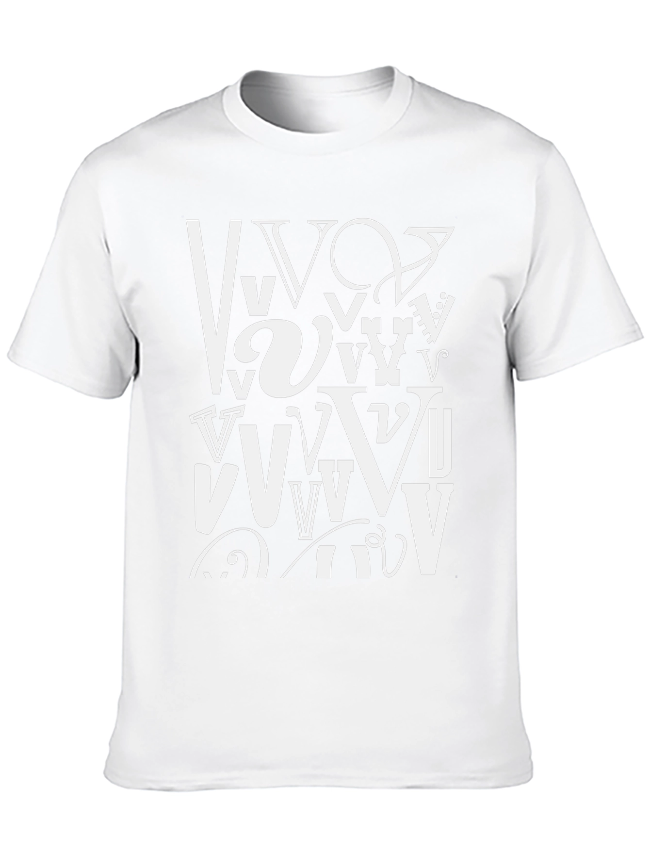 Abstract Letter V Graphic Black T-Shirt