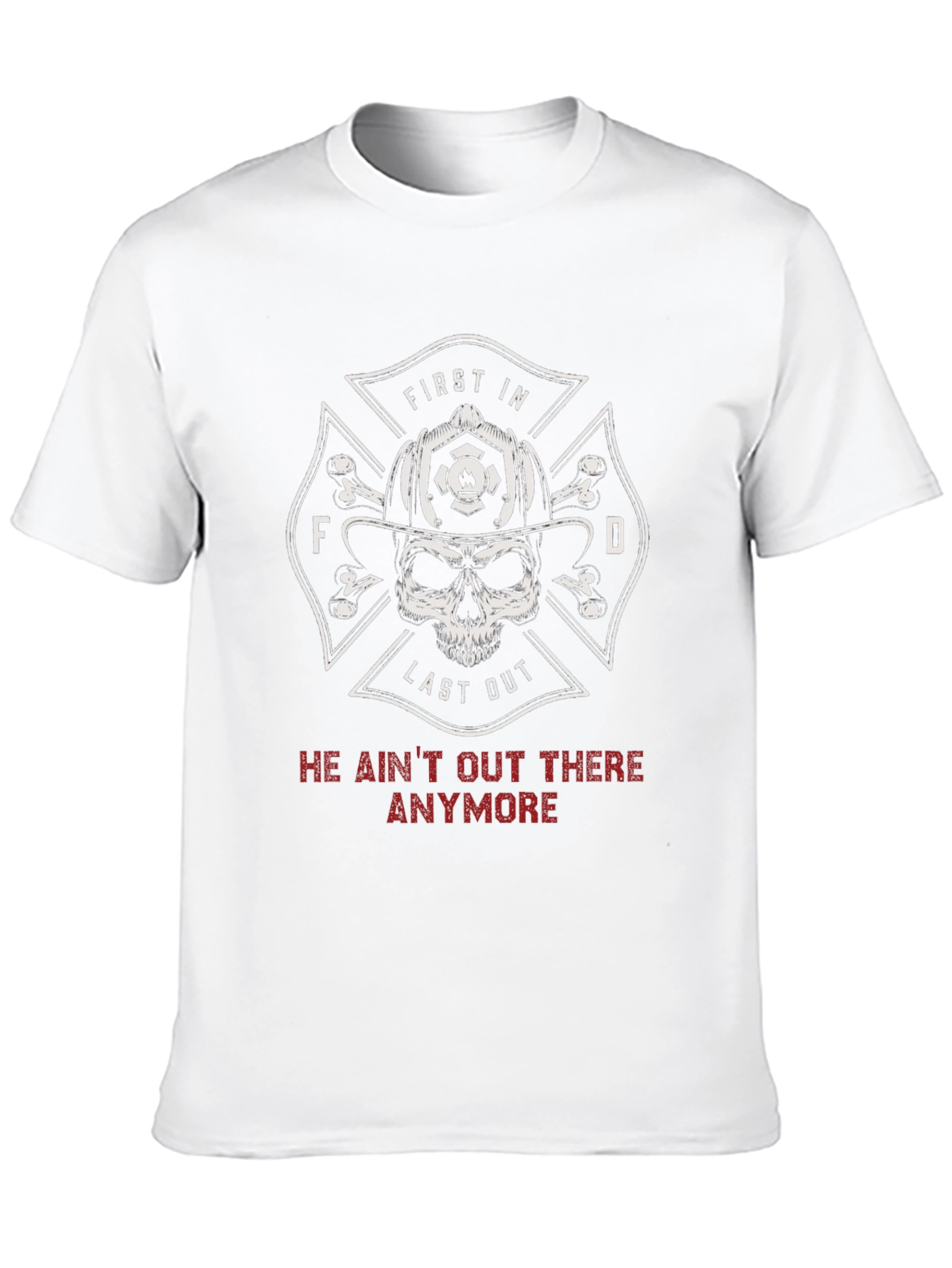 Firefighter Skull T-Shirt - First In Last Out Design