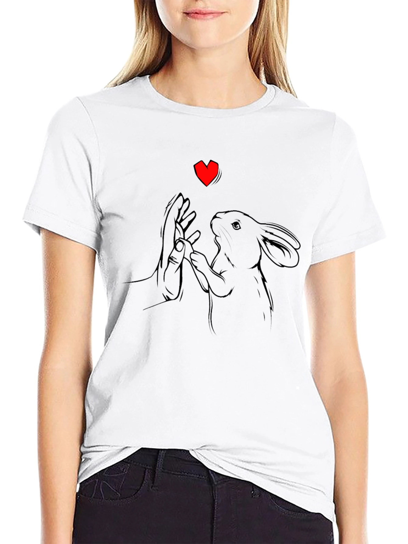 Rabbit Love T-Shirt - Black Graphic Tee
