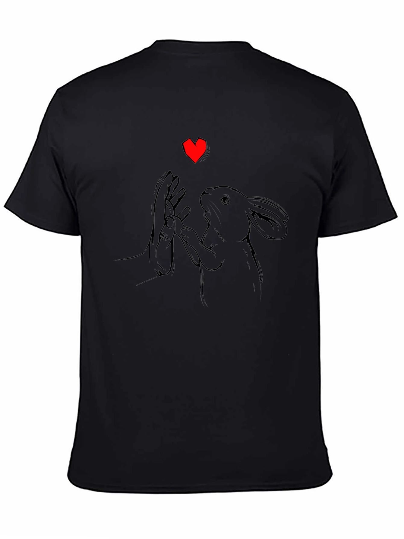 Rabbit Love T-Shirt - Black Graphic Tee