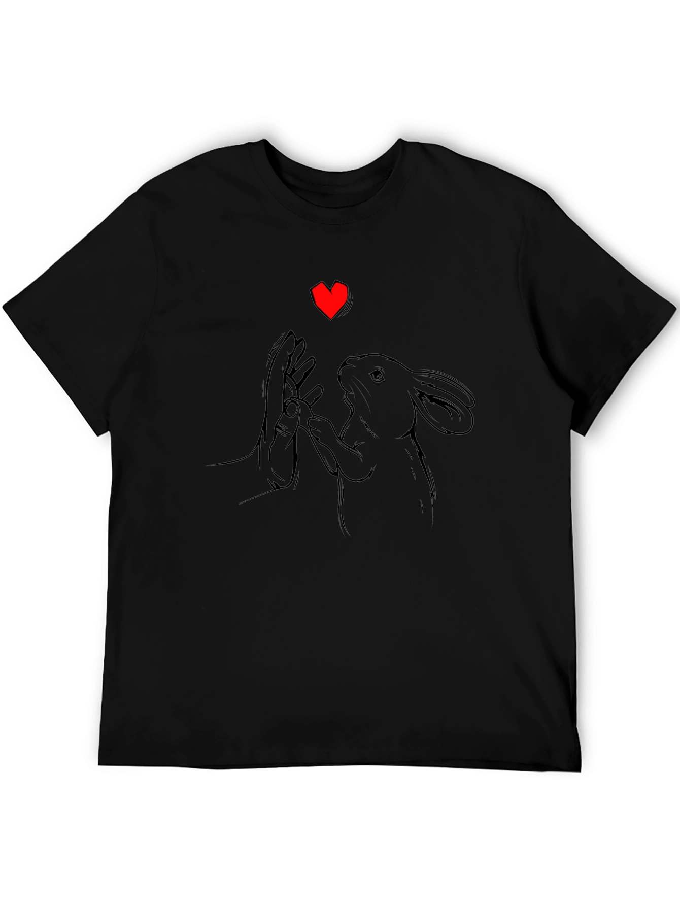 Rabbit Love T-Shirt - Black Graphic Tee