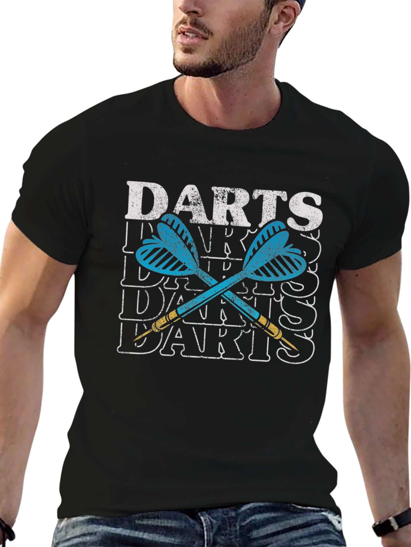 Darts Graphic Tee - Casual Black T-Shirt