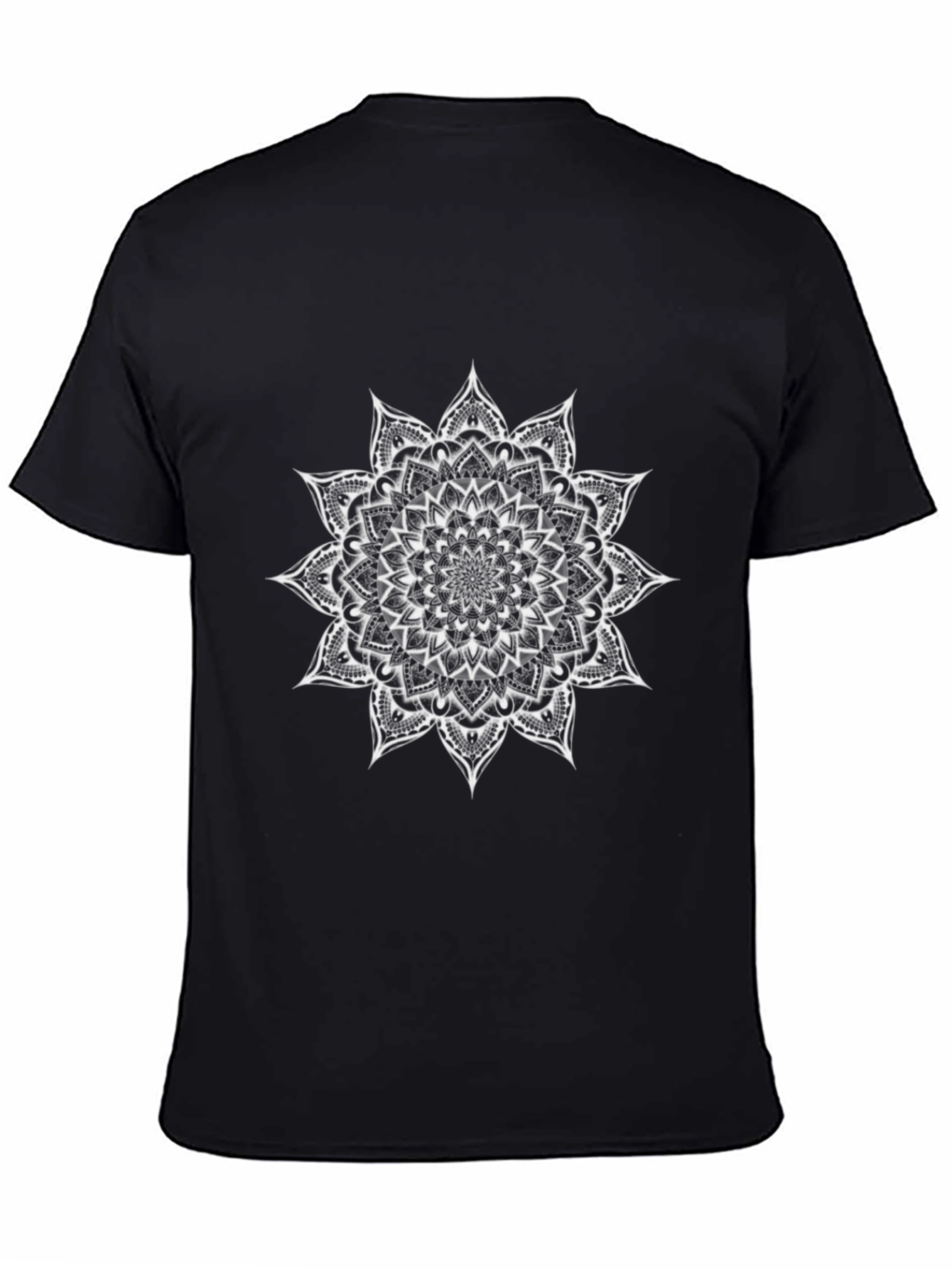 Black Tee with White Mandala Design