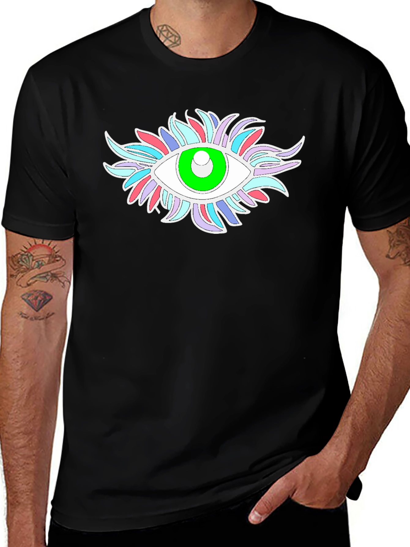 Eye-Catching Graphic Tee - Black Cotton Blend
