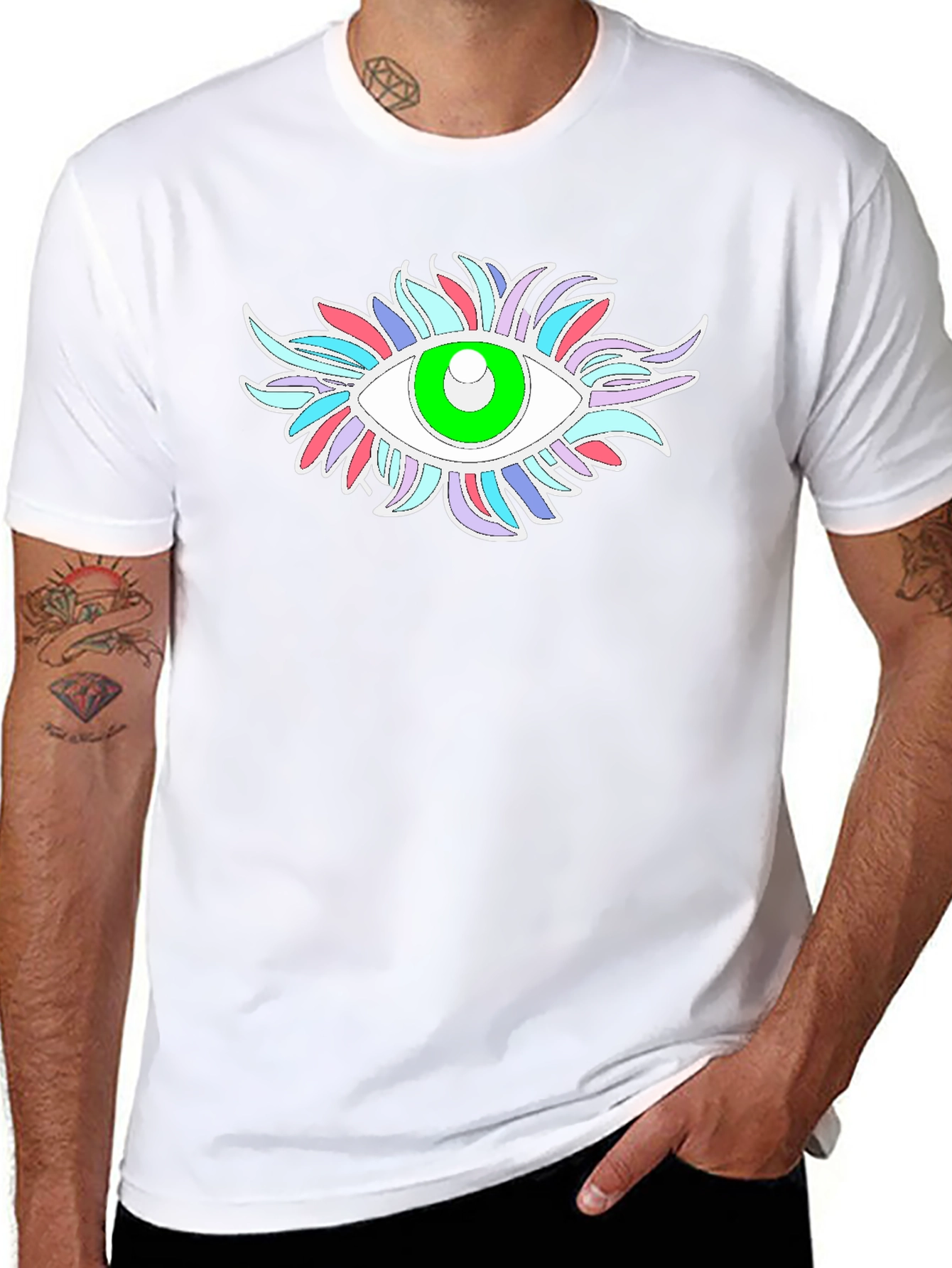 Eye-Catching Graphic Tee - Black Cotton Blend