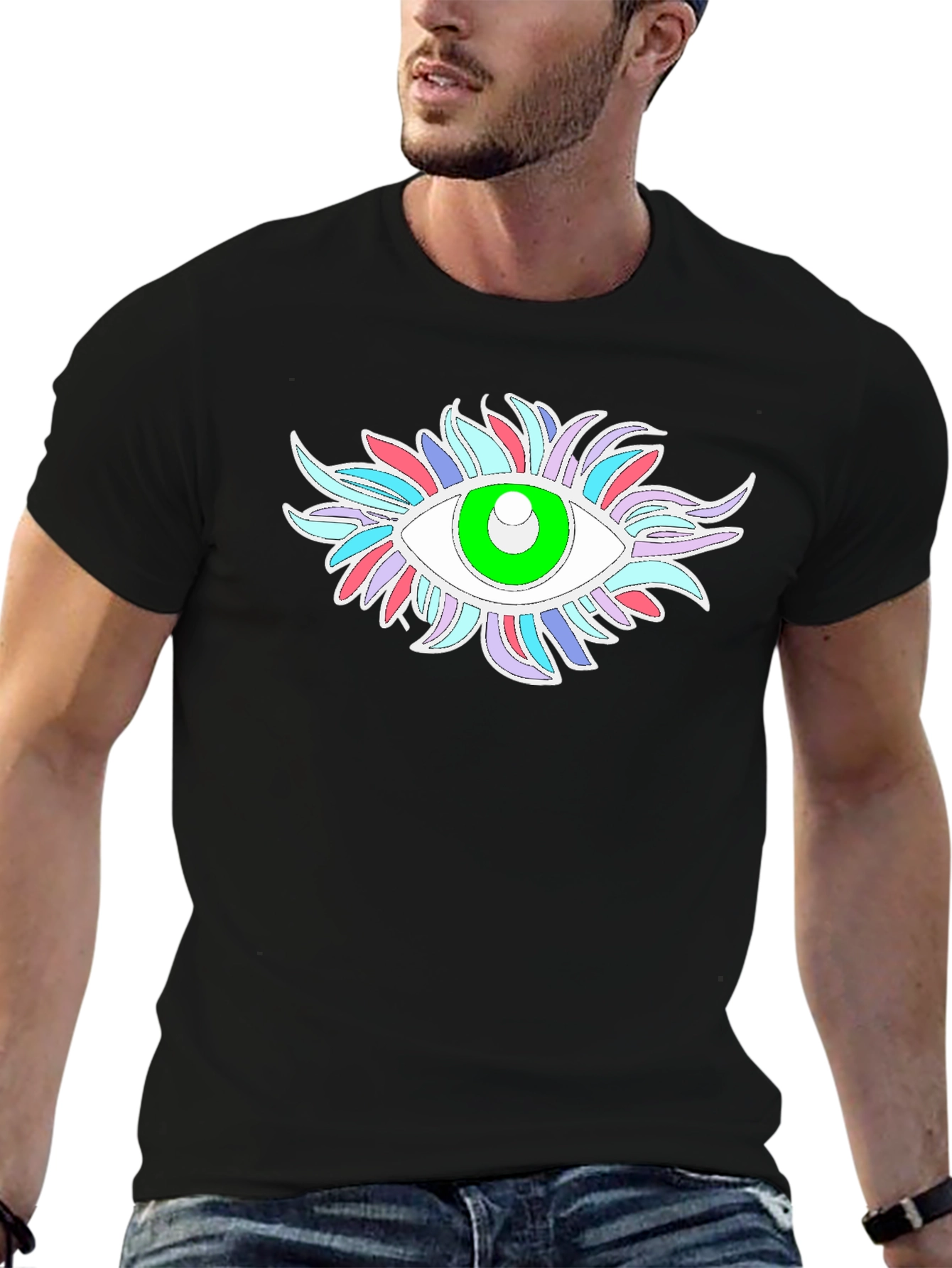 Eye-Catching Graphic Tee - Black Cotton Blend