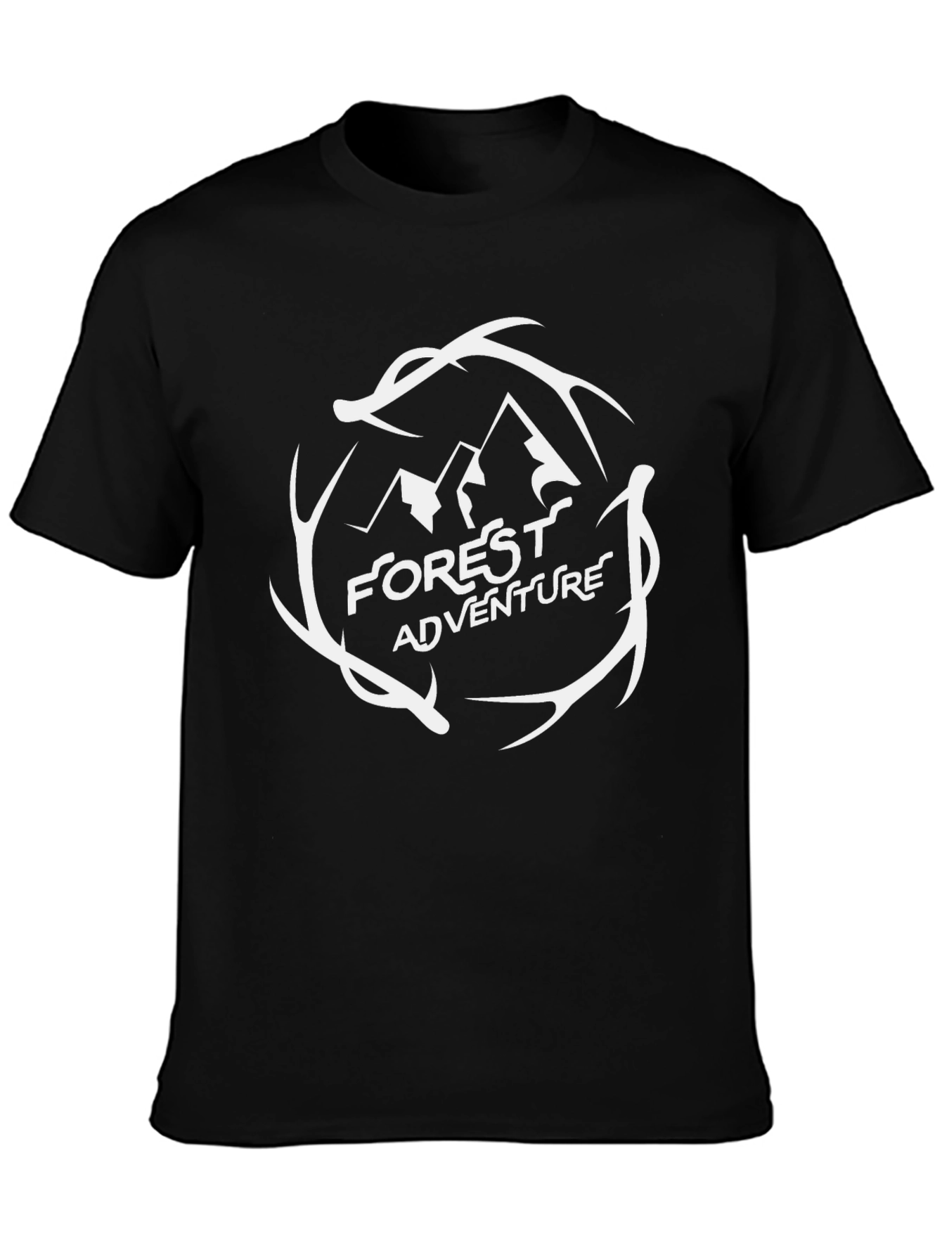 Forest Adventure Graphic Tee - Black Cotton T-Shirt