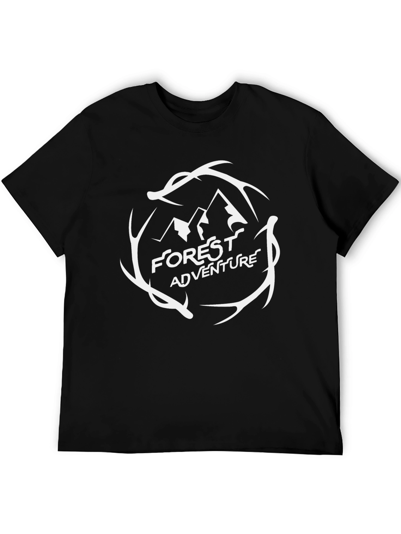 Forest Adventure Graphic Tee - Black Cotton T-Shirt