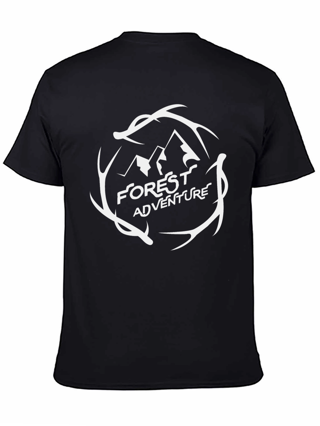 Forest Adventure Graphic Tee - Black Cotton T-Shirt
