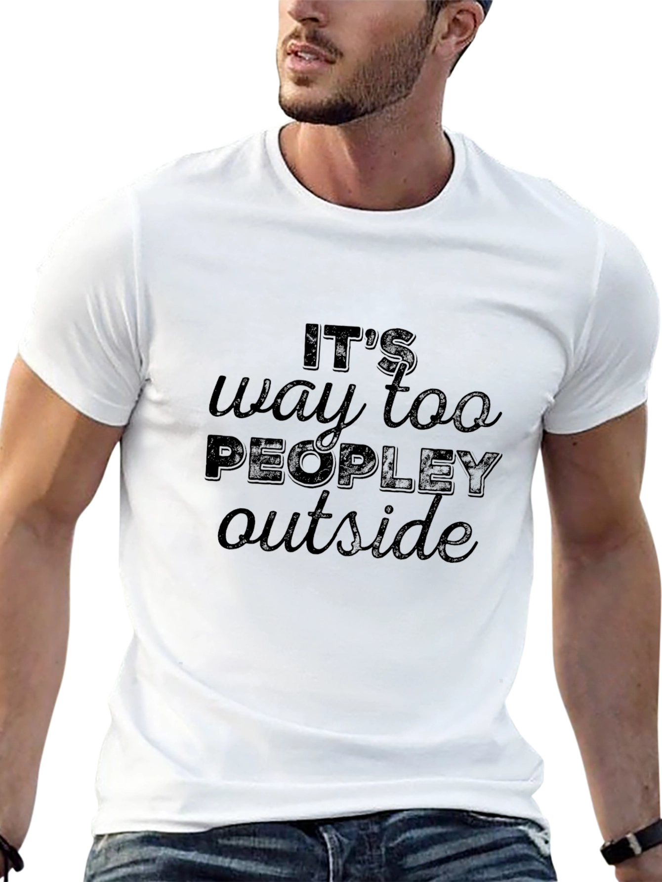 Its Way Too Peopley Outside Black T-Shirt