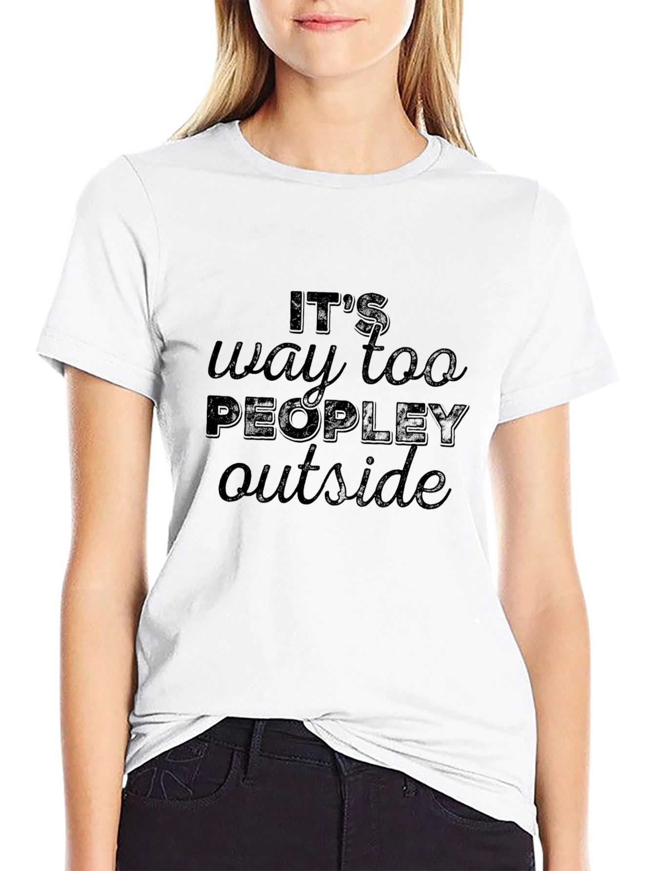 Its Way Too Peopley Outside Black T-Shirt