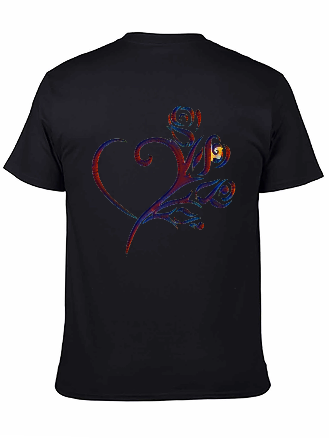 Heart & Rose Graphic Print Black T-Shirt