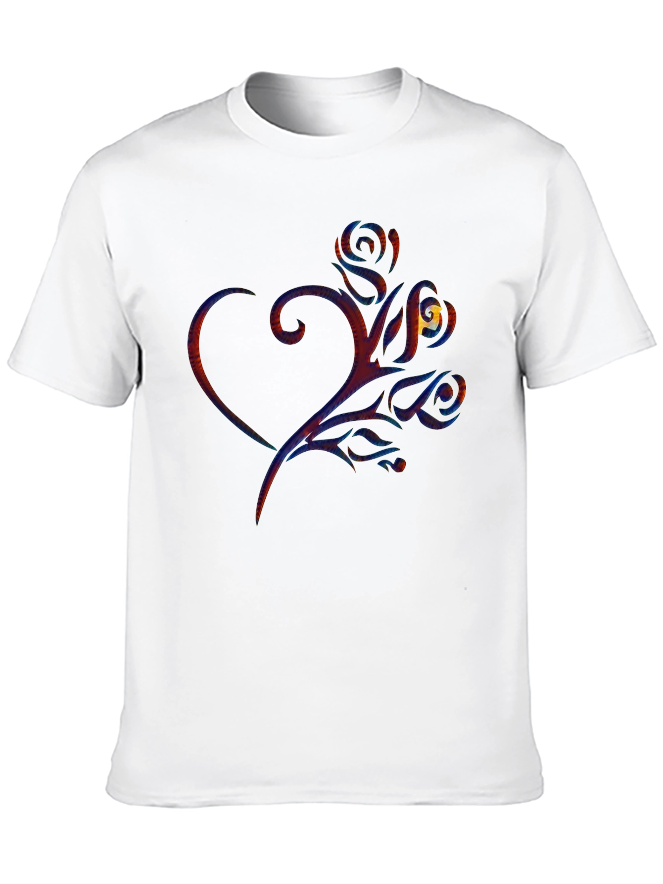 Heart & Rose Graphic Print Black T-Shirt