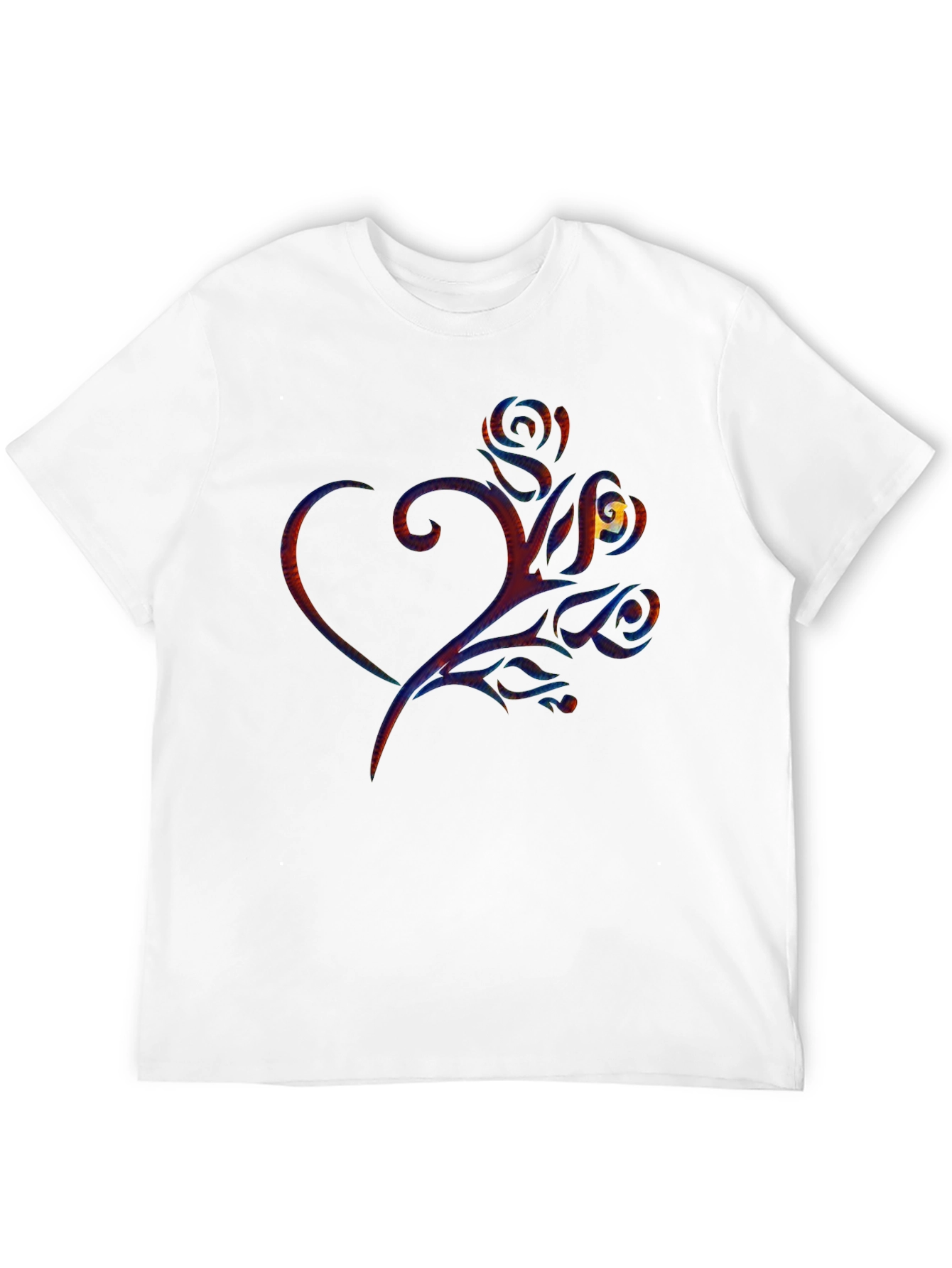 Heart & Rose Graphic Print Black T-Shirt