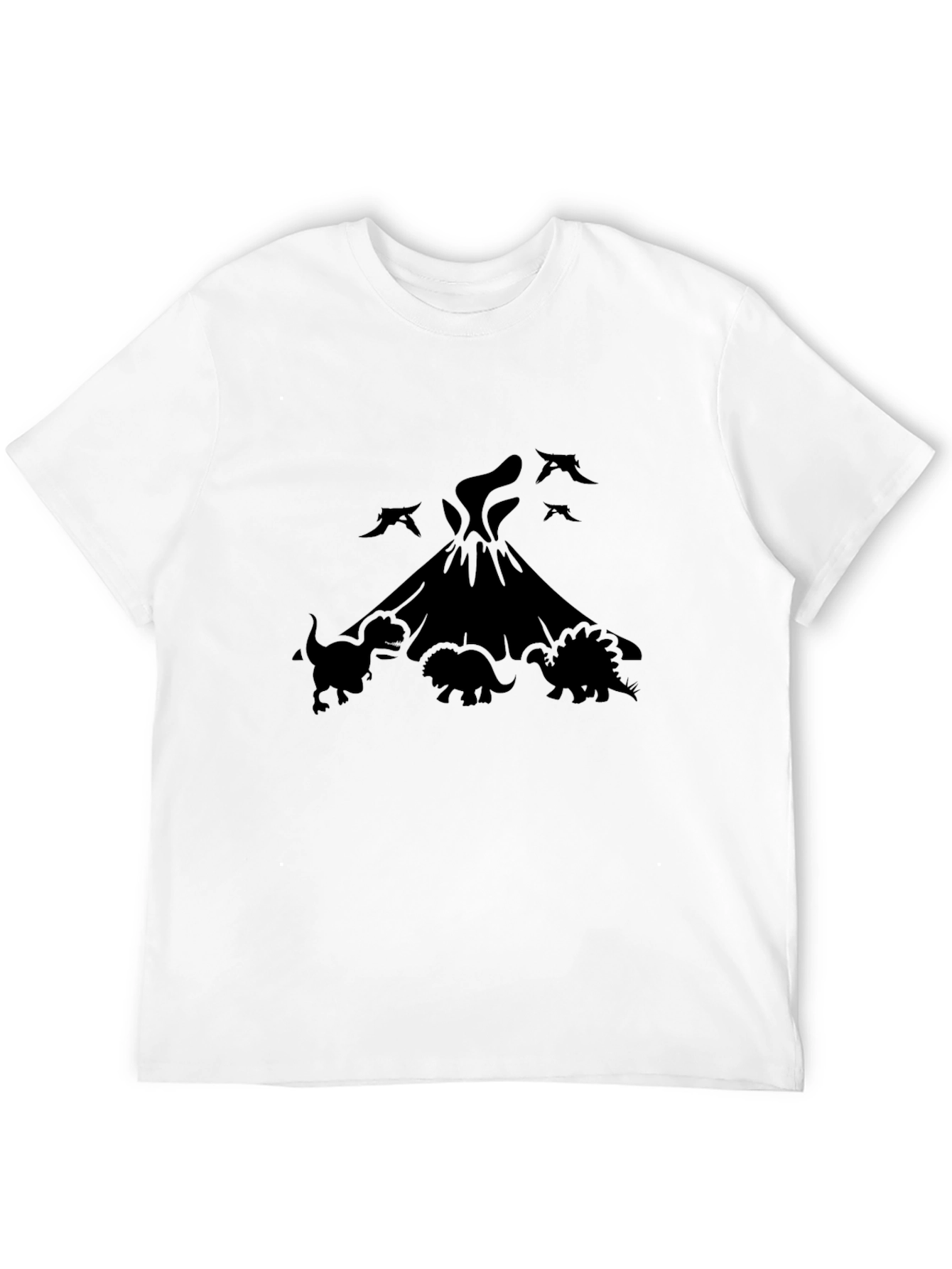 Dinosaur Volcano Graphic Tee - Black Cotton Blend Shirt