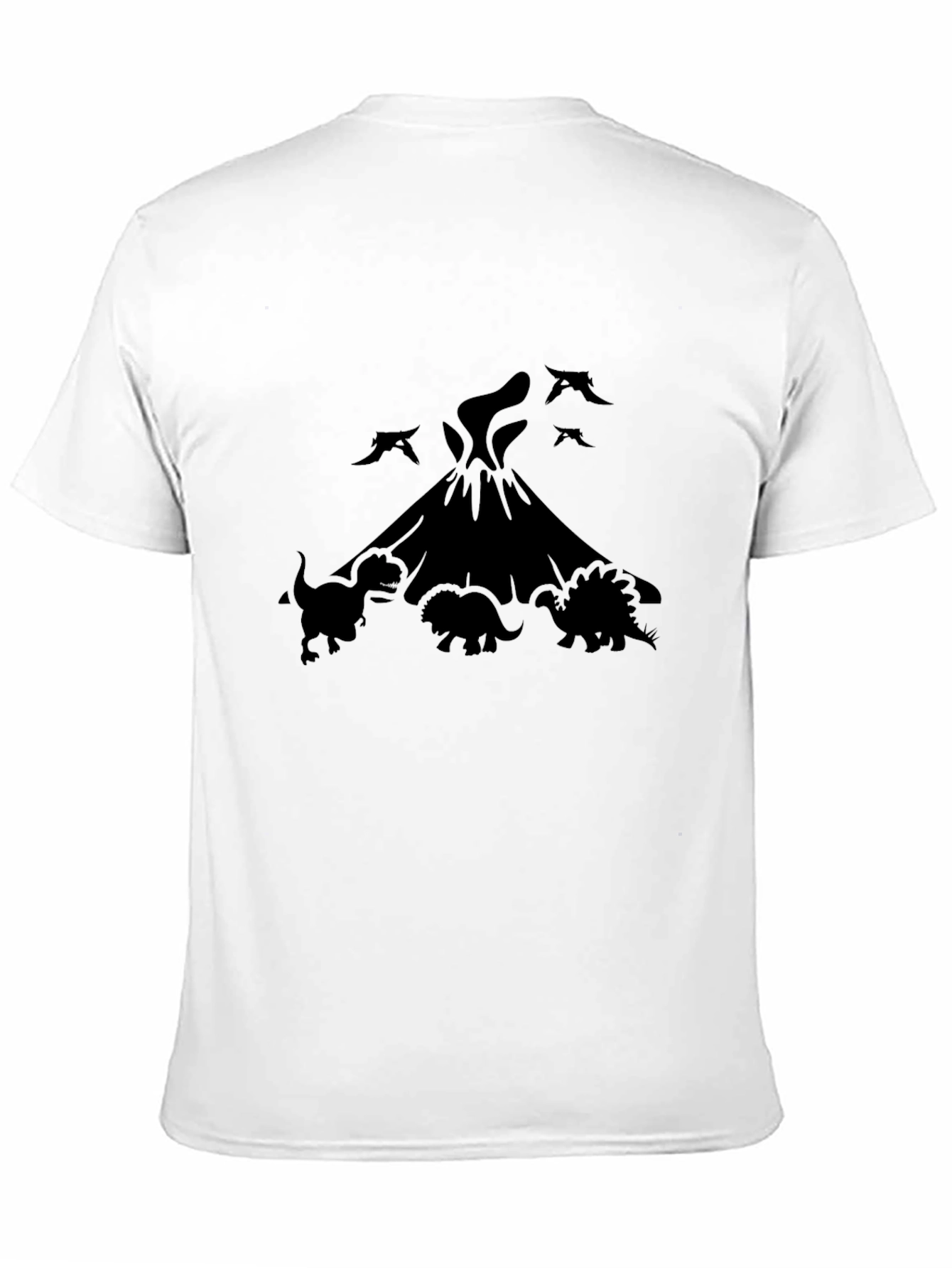 Dinosaur Volcano Graphic Tee - Black Cotton Blend Shirt