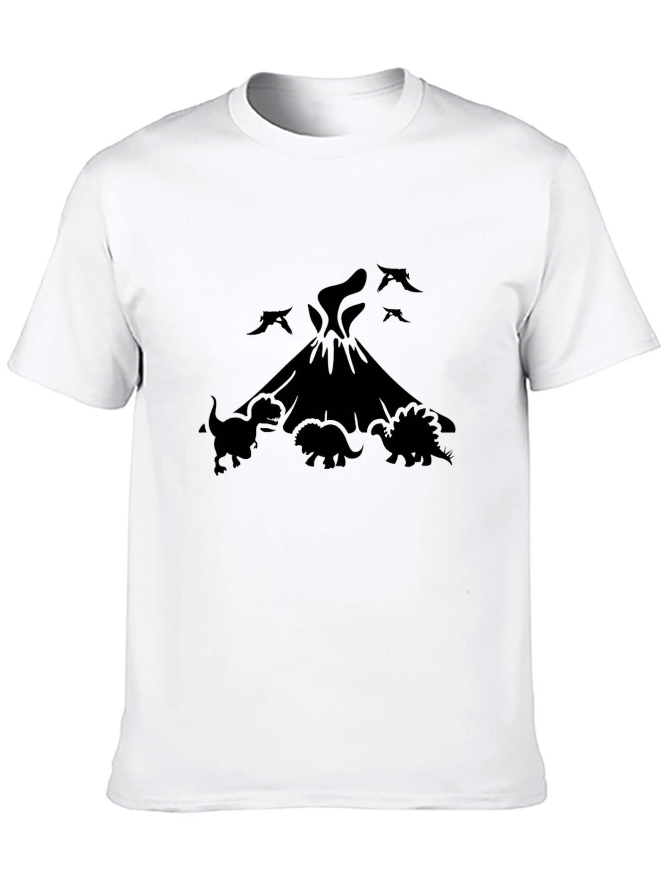 Dinosaur Volcano Graphic Tee - Black Cotton Blend Shirt