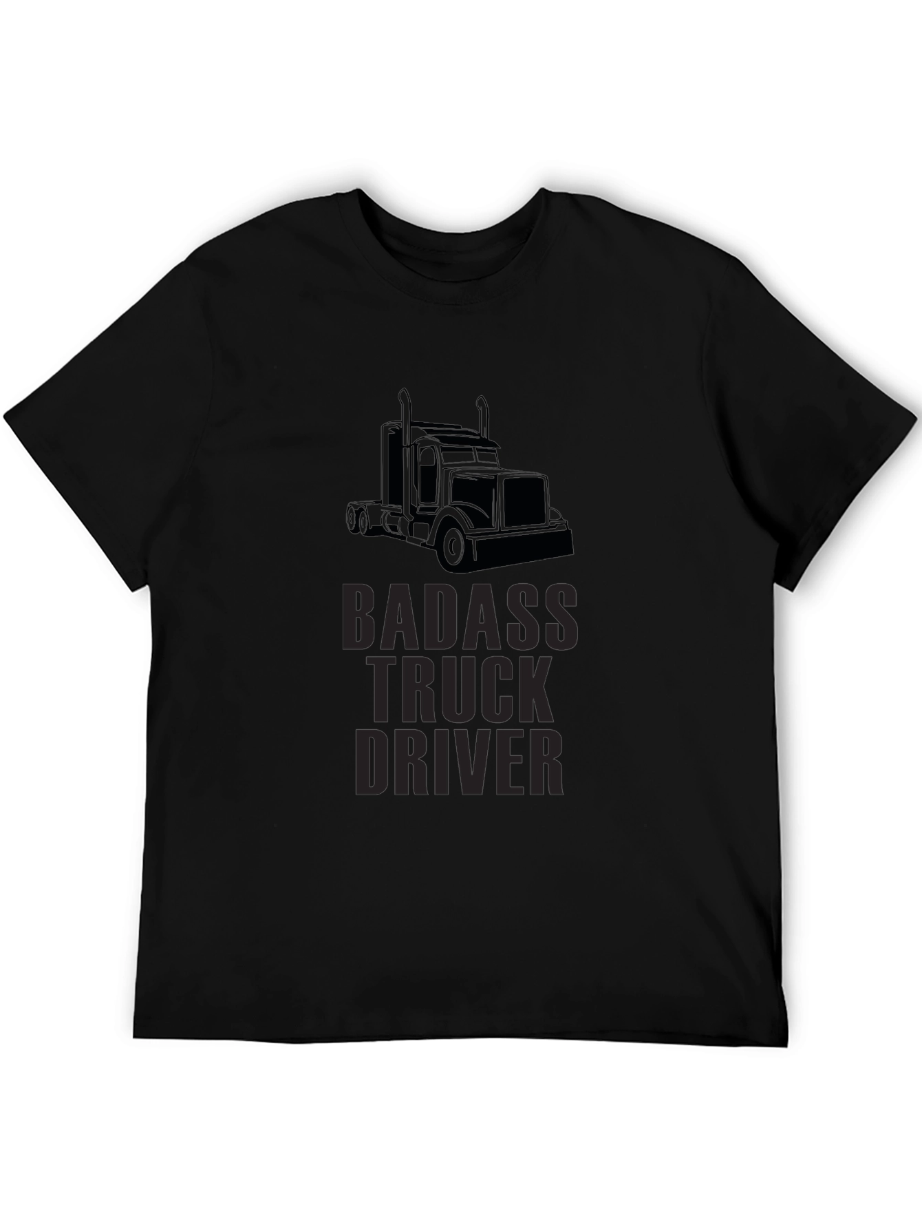 Badass Truck Driver Graphic Tee - Black Cotton Blend