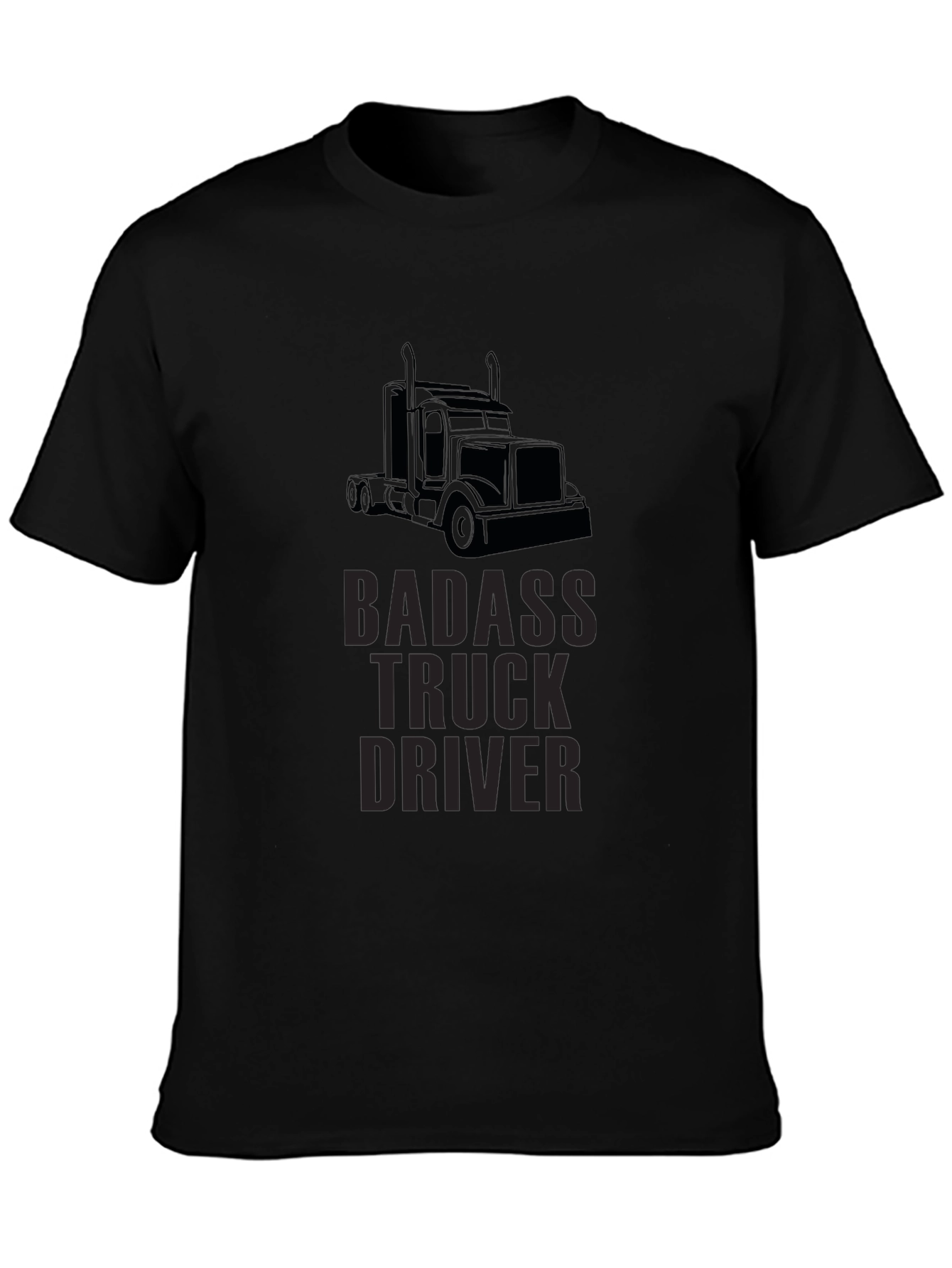 Badass Truck Driver Graphic Tee - Black Cotton Blend