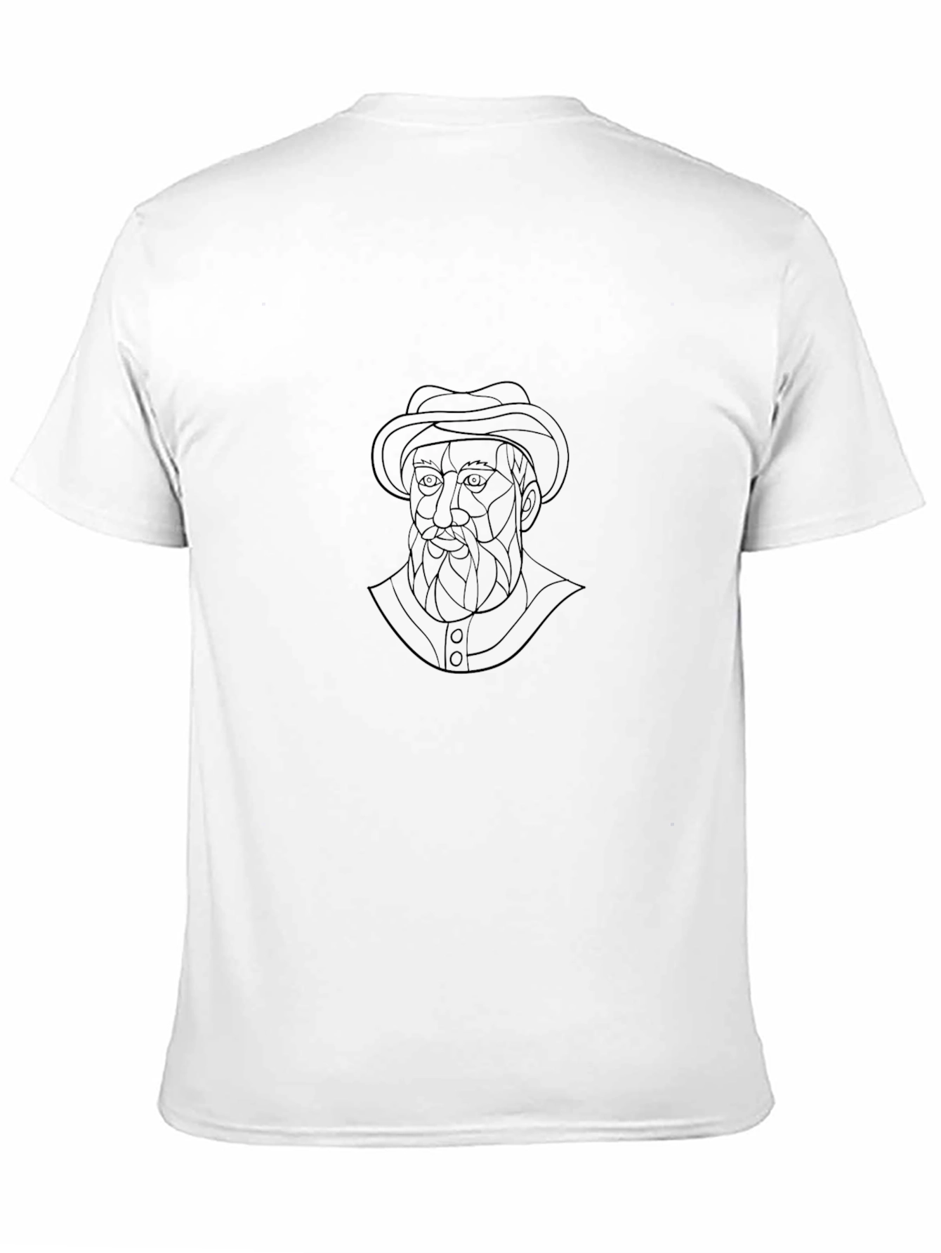 Stylish Black T-Shirt with Geometric Man Portrait