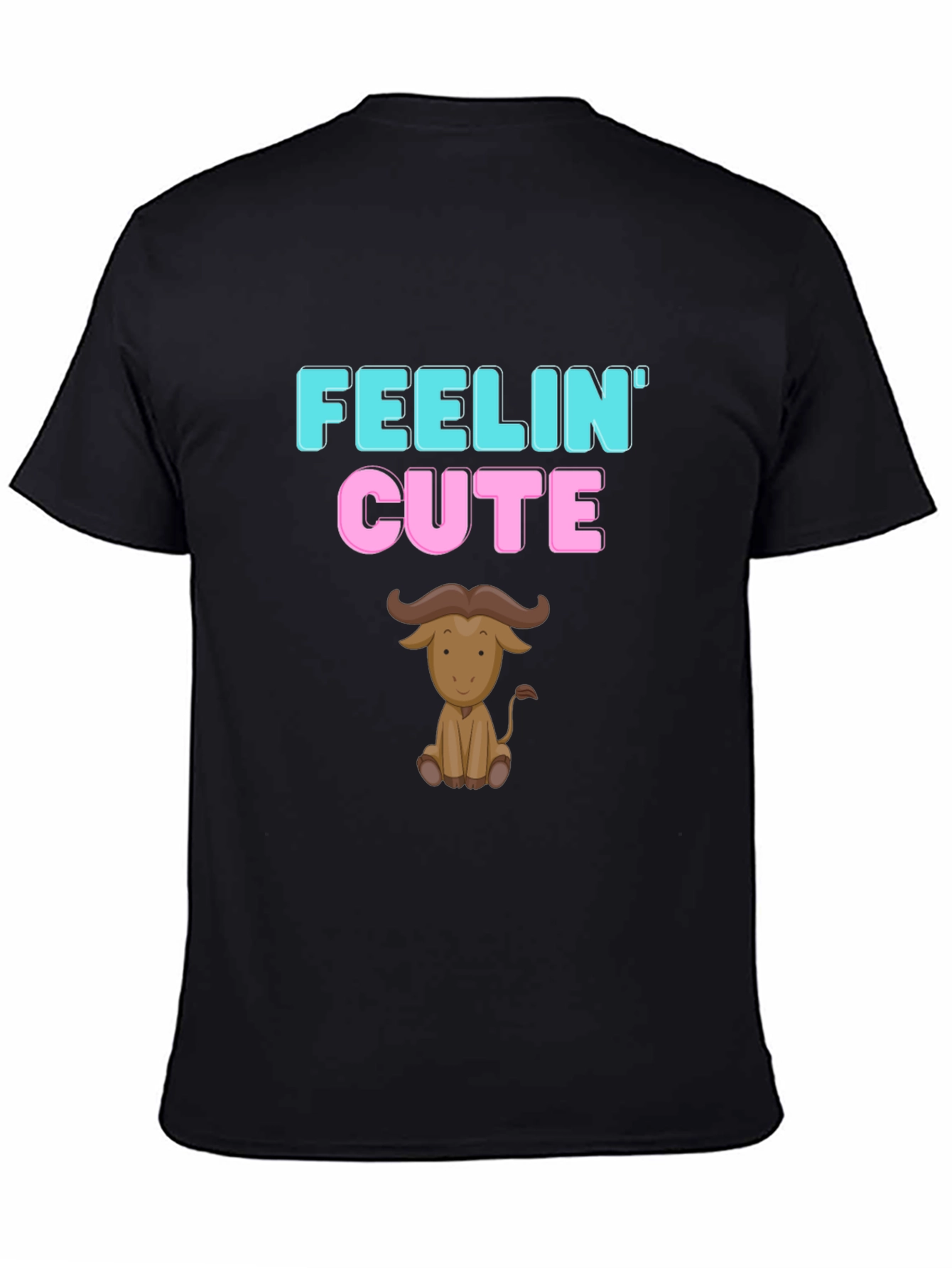 Feelin Cute Buffalo Graphic Tee - Black Cotton Shirt