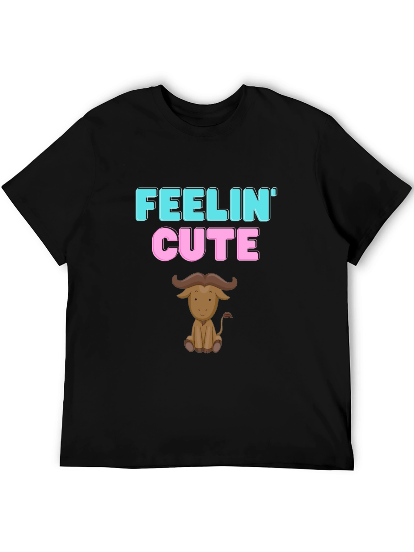 Feelin Cute Buffalo Graphic Tee - Black Cotton Shirt
