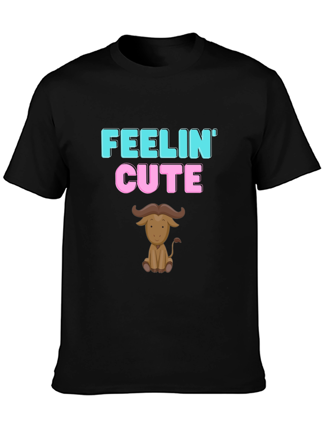 Feelin Cute Buffalo Graphic Tee - Black Cotton Shirt