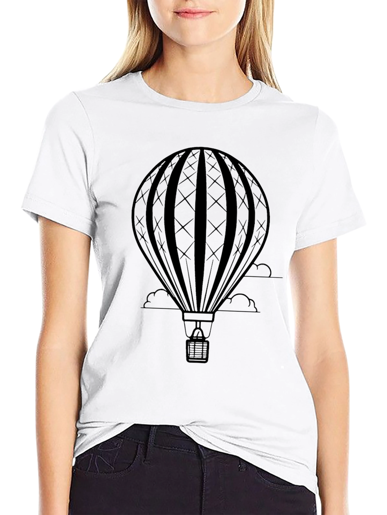 Mens Black Hot Air Balloon Graphic Tee