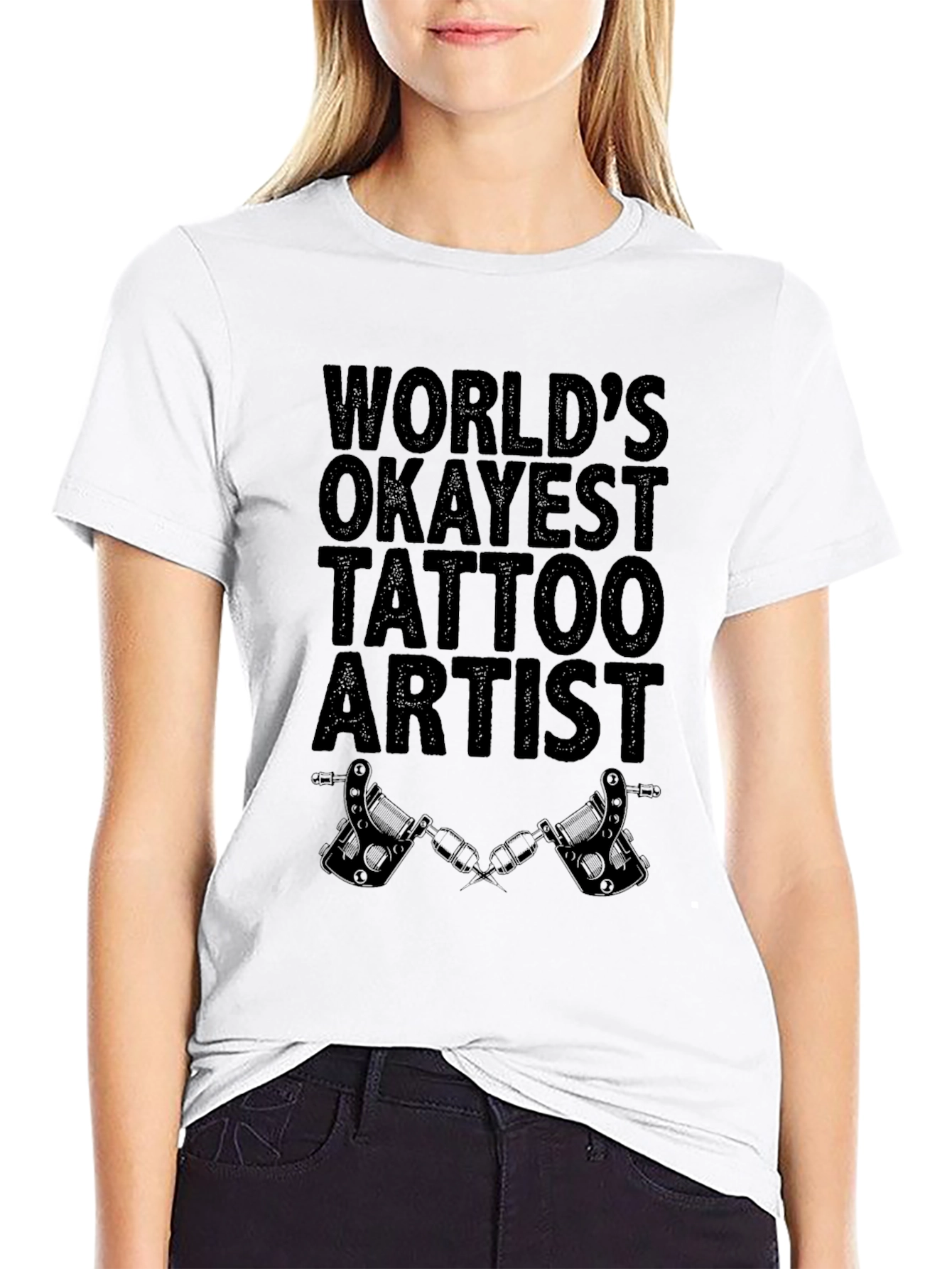 Worlds Okayest Tattoo Artist Black T-Shirt