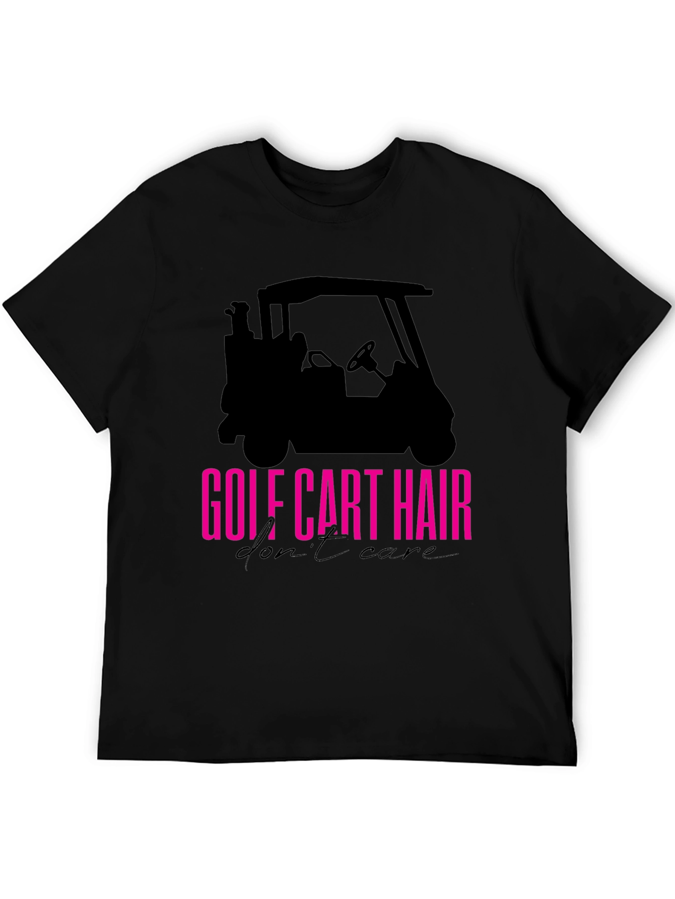 Golf Cart Hair T-Shirt - Black Casual Tee