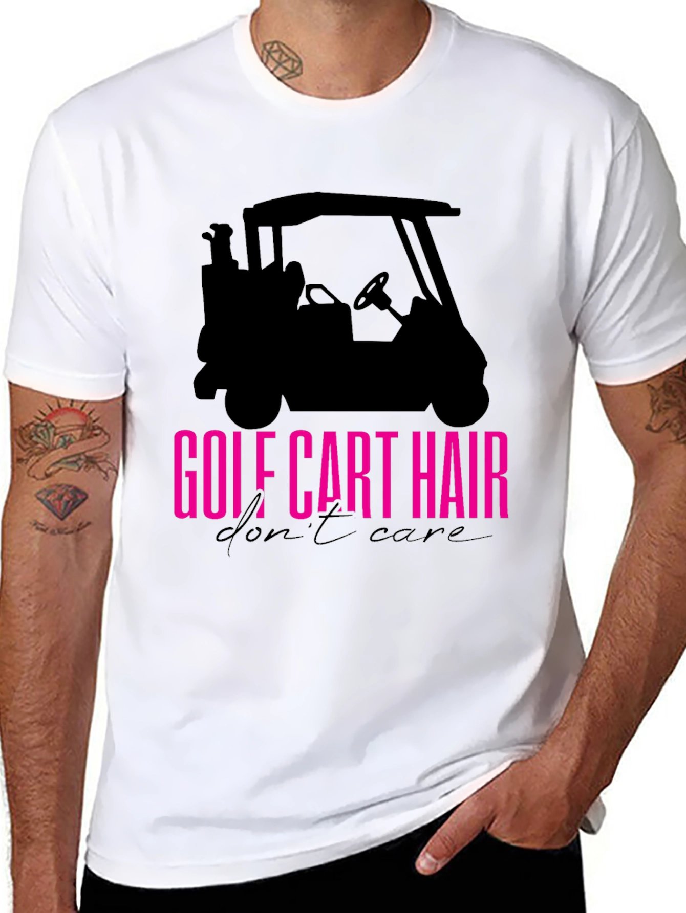 Golf Cart Hair T-Shirt - Black Casual Tee