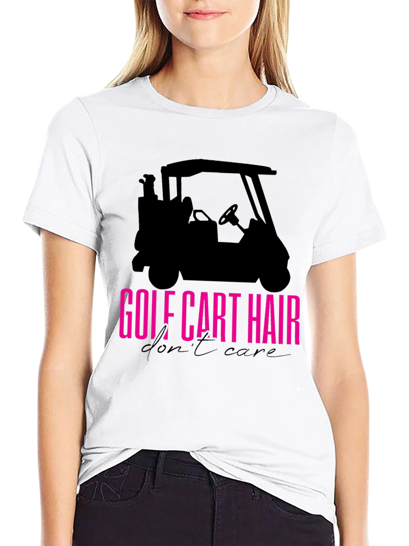 Golf Cart Hair T-Shirt - Black Casual Tee
