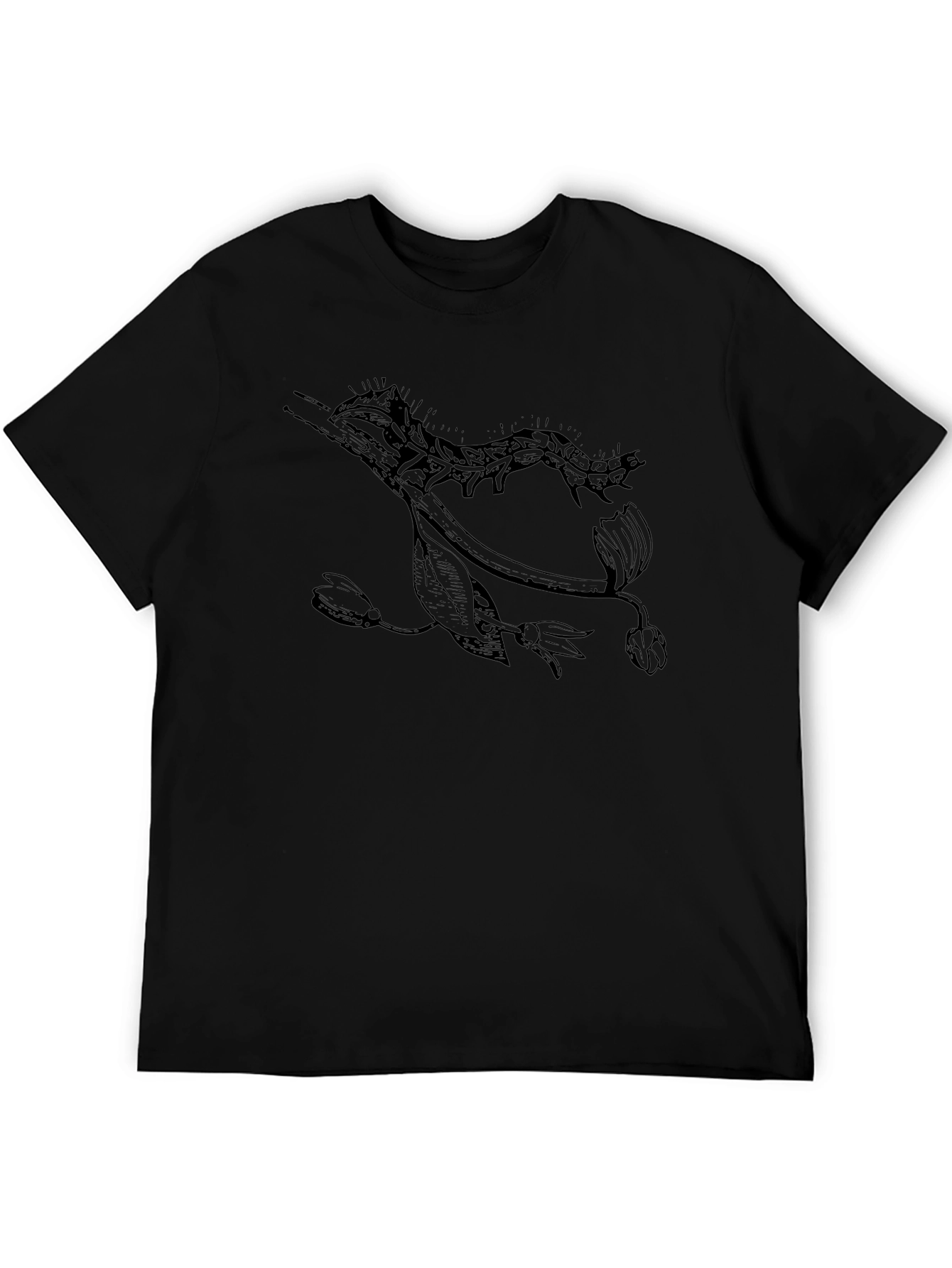Botanical Caterpillar Graphic Tee - Black Cotton