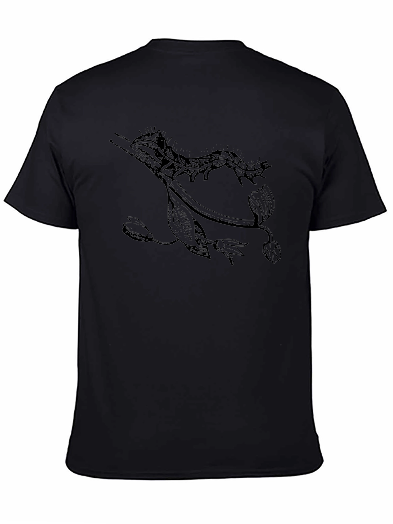Botanical Caterpillar Graphic Tee - Black Cotton
