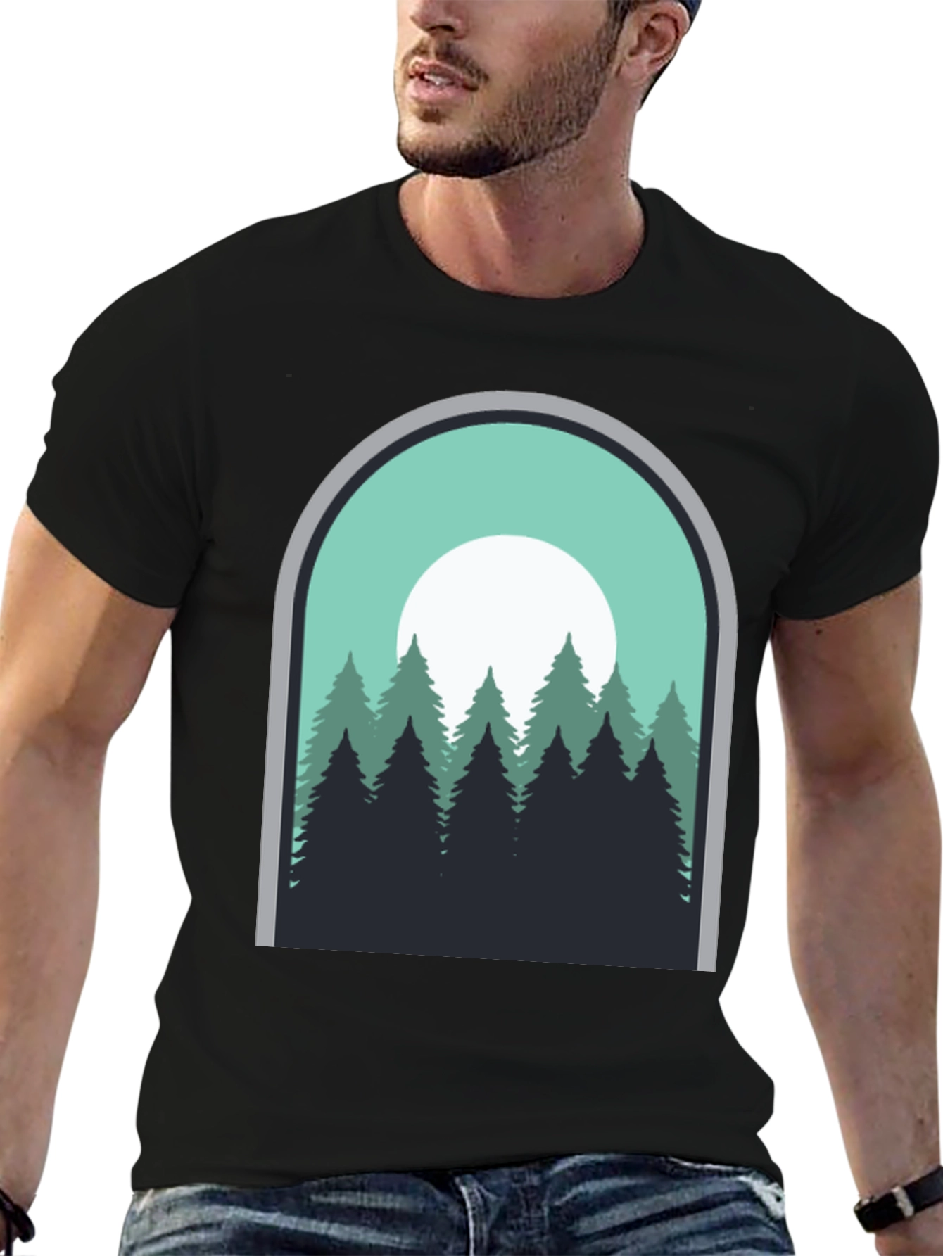 Nature Scene Graphic Tee - Mens Black T-Shirt