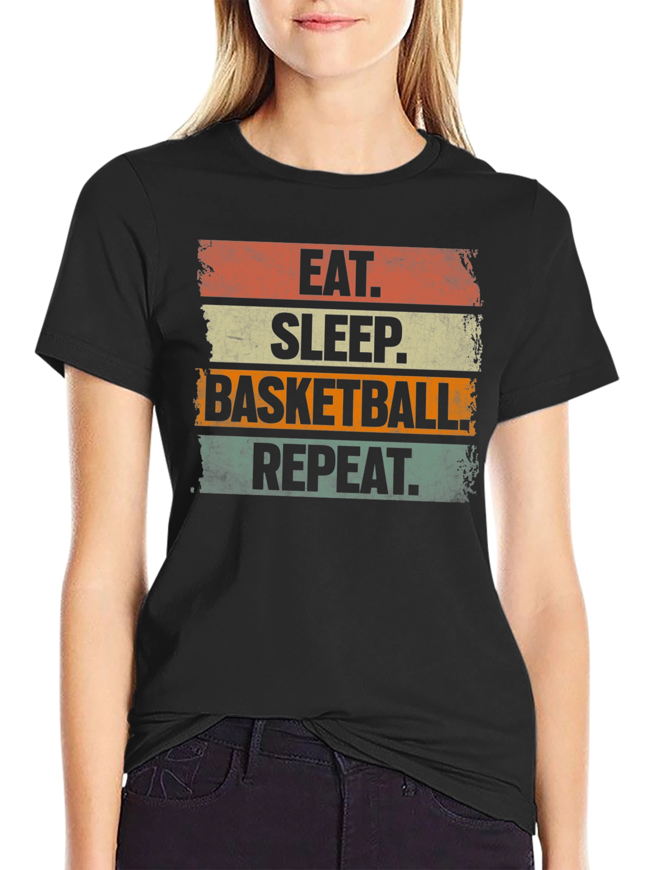 Eat Sleep Basketball Repeat Graphic Tee