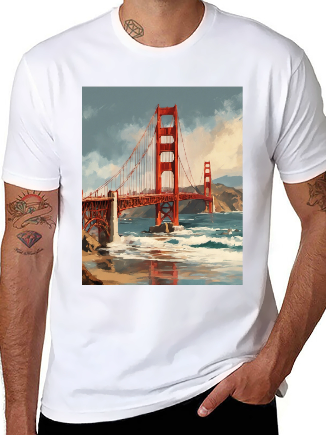 Golden Gate Bridge Graphic Tee - Black Cotton T-Shirt